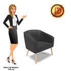 Poltrona Decorativa Pé Palito Natural Stella Sintético Preto