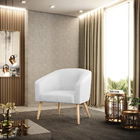 Poltrona Decorativa Pé Palito Natural Stella Sintético Pu Bra