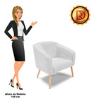 Poltrona Decorativa Pé Palito Natural Stella Sintético Pu Bra