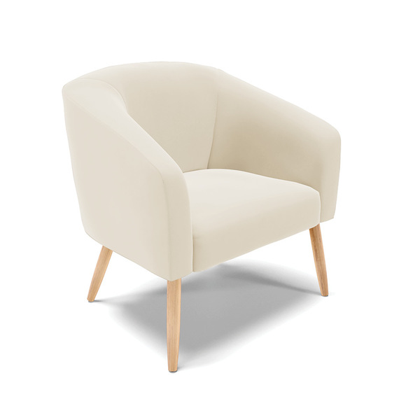 Poltrona Decorativa Pé Palito Natural Stella Veludo Bege D03