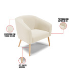 Poltrona Decorativa Pé Palito Natural Stella Veludo Bege D03