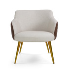 Poltrona Decorativa Pé Palito Ouro Fosco Jade D02 Linho Bege