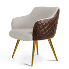 Poltrona Decorativa Pé Palito Ouro Fosco Jade D02 Linho Bege