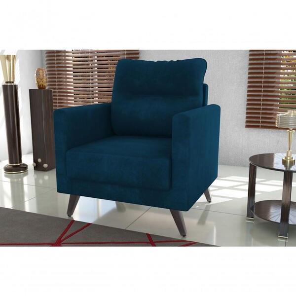 Poltrona Decorativa Pé Palito Veludo Turkey Azul Petroleo