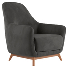 Poltrona Decorativa Pêra Base Fixa Veludo Grafite - Gran Belo