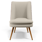 Poltrona Decorativa Pérsia Fixa Pés Palito D02 Linho Bege C-1