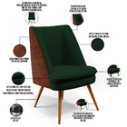 Poltrona Decorativa Pérsia Pés Palito D02 Veludo Verde Musgo