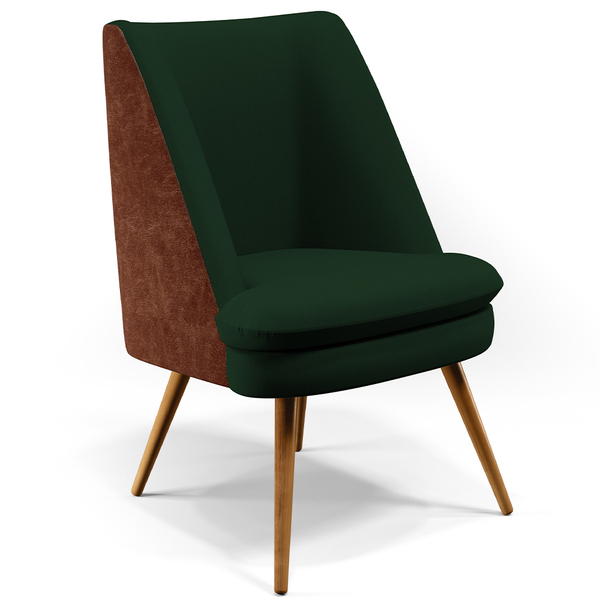 Poltrona Decorativa Pérsia Pés Palito D02 Veludo Verde Musgo