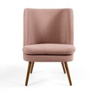 Poltrona Decorativa Pérsia Pés Palito Madeira Algodão Rose -