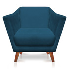 Poltrona Decorativa Pérsia Suede Azul Marinho Pés Chanfrado C