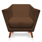 Poltrona Decorativa Pérsia Suede Marrom Pés Chanfrado Castanh