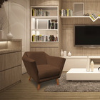 Poltrona Decorativa Pérsia Suede Marrom Pés Chanfrado Castanh