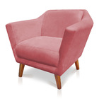 Poltrona Decorativa Pérsia Suede Pés Chanfrado Castanho - Pal