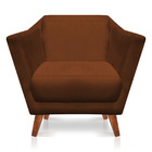 Poltrona Decorativa Pérsia Suede Pés Chanfrado Castanho - Pal