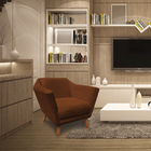 Poltrona Decorativa Pérsia Suede Pés Chanfrado Castanho - Pal