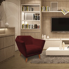 Poltrona Decorativa Pérsia Suede Pés Chanfrado Castanho - Pal