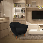 Poltrona Decorativa Pérsia Suede Preto Pés Chanfrado Castanho