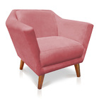 Poltrona Decorativa Pérsia Suede Rosê Pés Chanfrado Castanho