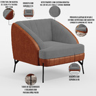 Poltrona Decorativa Pés De Aço Preto Coral D02 Corano Marrom