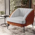 Poltrona Decorativa Pés De Aço Preto Coral D02 Corano Marrom