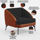 Poltrona Decorativa Pés De Aço Preto Coral D02 Corano Preto C