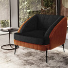 Poltrona Decorativa Pés De Aço Preto Coral D02 Linho Chumbo D