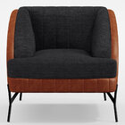 Poltrona Decorativa Pés De Aço Preto Coral D02 Linho Chumbo D