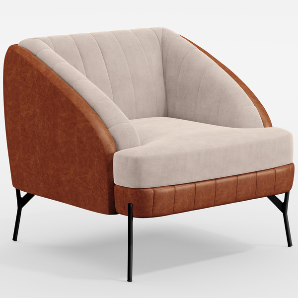 Poltrona Decorativa Pés De Aço Preto Coral D02 Veludo Bege C-