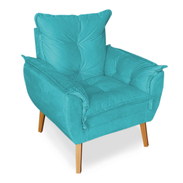 Poltrona Decorativa Pés De Madeira Apolo Suede Várias Cores -