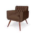 Poltrona Decorativa Pés De Madeira Estofada Kelly Marrom