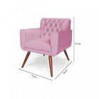 Poltrona Decorativa Pés De Madeira Estofada Kelly Rosa