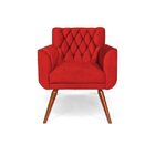 Poltrona Decorativa Pés De Madeira Estofada Kelly Vermelha