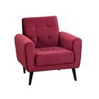 Poltrona Decorativa Pés De Madeira Livia  - Veludo Vinho