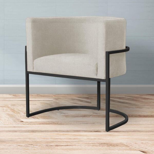 Poltrona Decorativa Pés De Metal Reforçada Sala Straso Bege