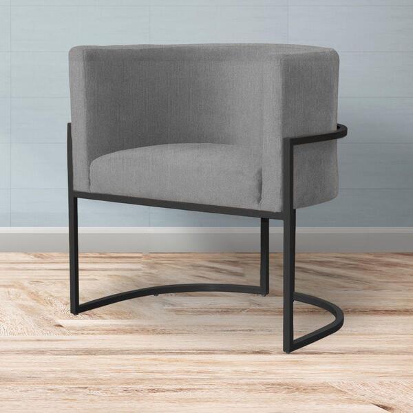 Poltrona Decorativa Pés De Metal Reforçada Sala Straso Cinza