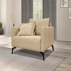 Poltrona Decorativa Pés Em Aço Stagno Linho Bege G63 - Gran B