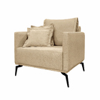 Poltrona Decorativa Pés Em Aço Stagno Linho Bege G63 - Gran B