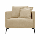 Poltrona Decorativa Pés Em Aço Stagno Linho Bege G63 - Gran B