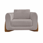 Poltrona Decorativa Pés Em Madeira Buzz Linho Areia Rústico G