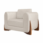 Poltrona Decorativa Pés Em Madeira Buzz Linho Pérola G63 - Gr