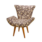 Poltrona Decorativa Pés Em Madeira Gabi Estampada Marrom/bege