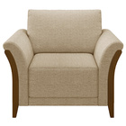 Poltrona Decorativa Pés Em Madeira Market Linho Bege G45 - Gr