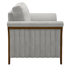 Poltrona Decorativa Pés Em Madeira Market Veludo Cinza G45 -