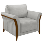 Poltrona Decorativa Pés Em Madeira Market Veludo Cinza G45 -