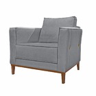 Poltrona Decorativa Pés Em Madeira Tarantino Linho Cinza G63