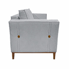 Poltrona Decorativa Pés Em Madeira Tarantino Linho Cinza Rust