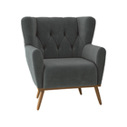 Poltrona Decorativa Pés Madeira Eivissa Veludo Cinza G45 - Gr