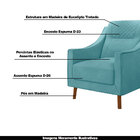 Poltrona Decorativa Pés Madeira Eriksen Veludo Azul Turquesa