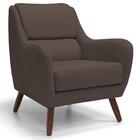 Poltrona Decorativa Pés Madeira Gooby Veludo Marrom