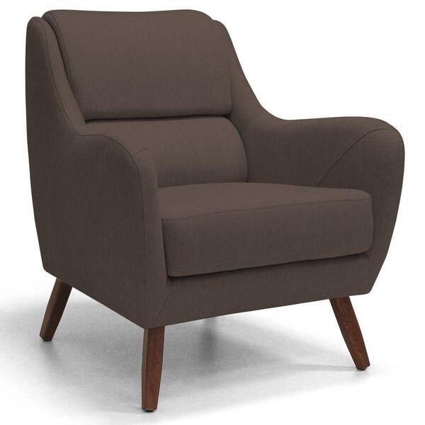 Poltrona Decorativa Pés Madeira Gooby Veludo Marrom